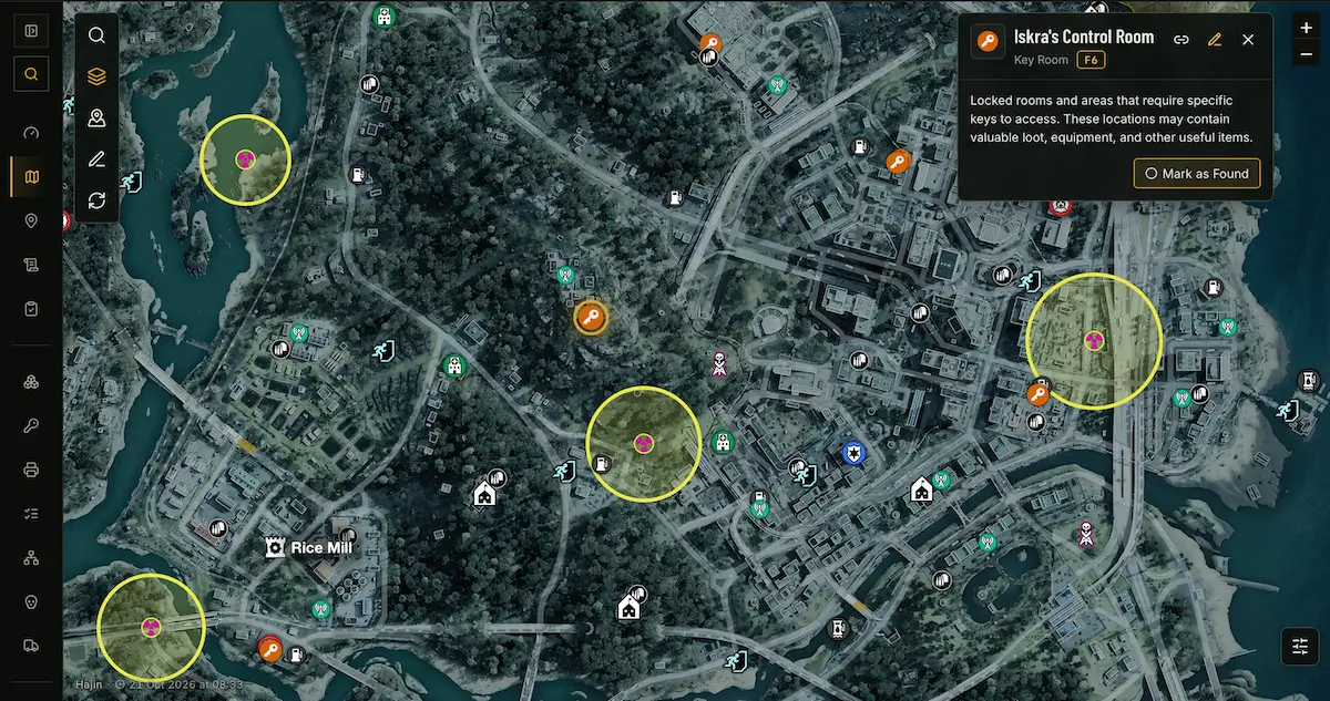 Mark as Found button on a tracked DMZHUB map location
